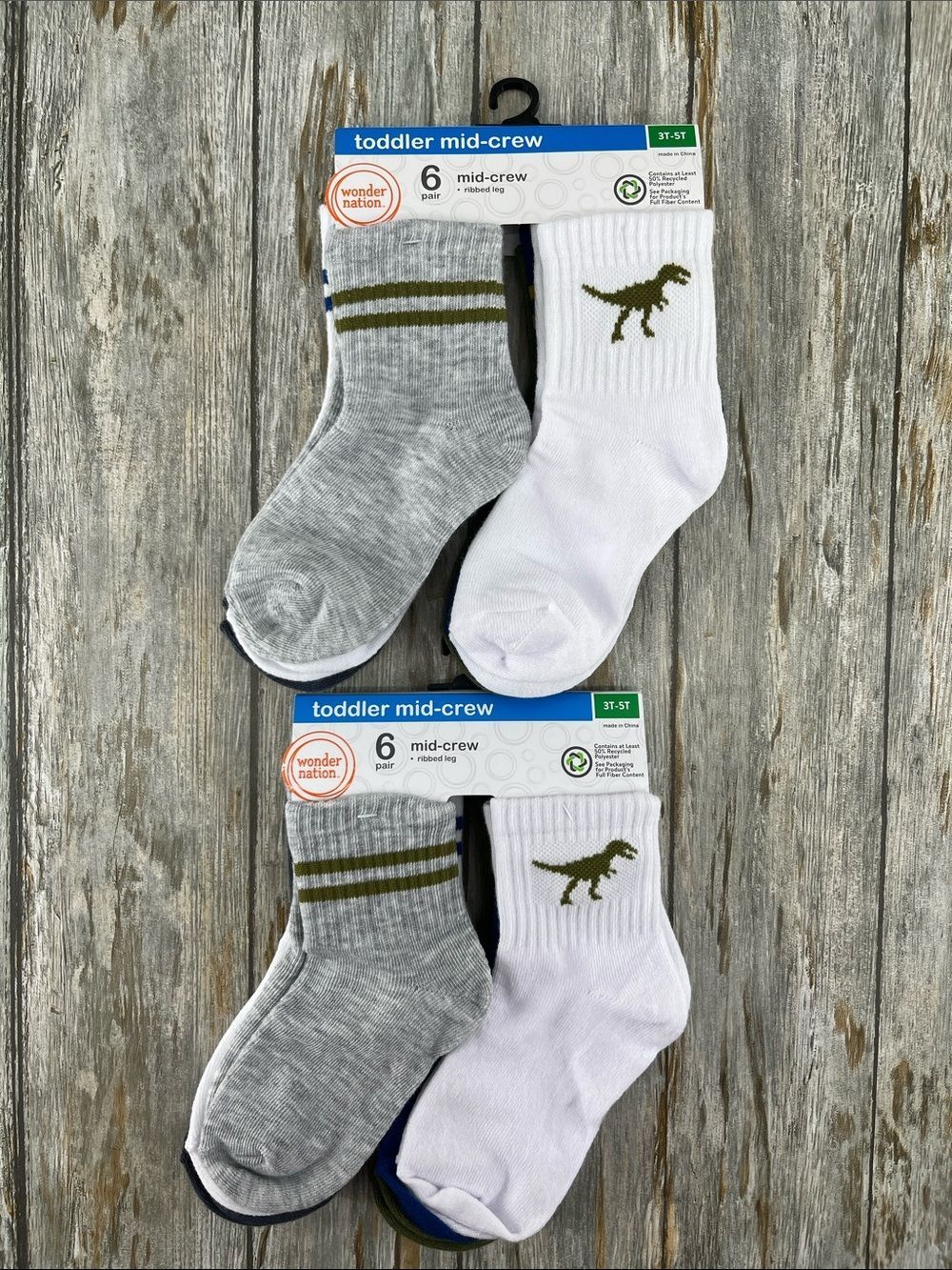 Toddler Mid-Crew Socks 2, 6-Packs Size 3T-5T